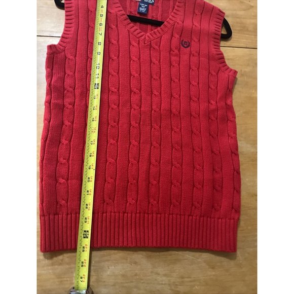 Chaps Cable Knit Sweater Vest RED Boys L 14/16 100%cotton - Picture 6 of 8